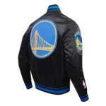 Golden State Warriors Script Tail Black Satin Jacket