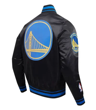 Golden State Warriors Script Tail Black Satin Jacket