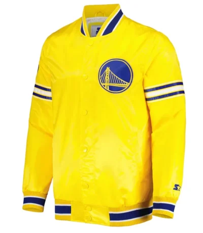 Golden State Warriors Slider Varsity Yellow Satin Jacket