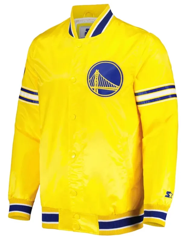Golden State Warriors Slider Varsity Yellow Satin Jacket