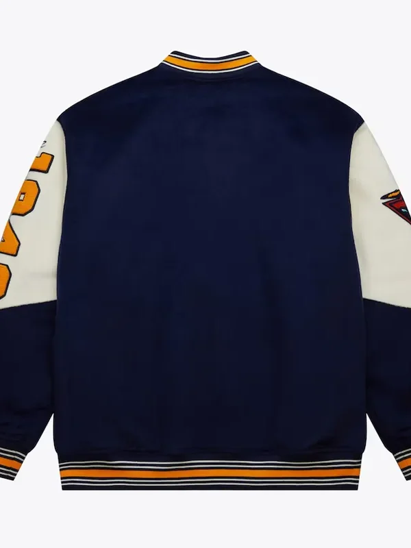Golden State Warriors Team History Navy Vintage Logo Varsity Jacket
