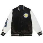 Golden State Warriors Team Origins Varsity Black-White Satin Jacket