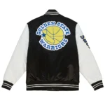 Golden State Warriors Team Origins Varsity Black-White Satin Jacket