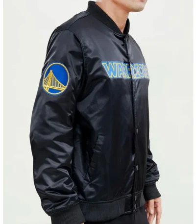 Golden State Warriors The Bay Black-Yellow Satin Jacket