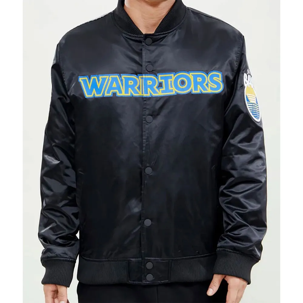 Golden State Warriors The Bay Black-Yellow Satin Jacket Golden State Warriors The Bay Black-Yellow Satin Jacket