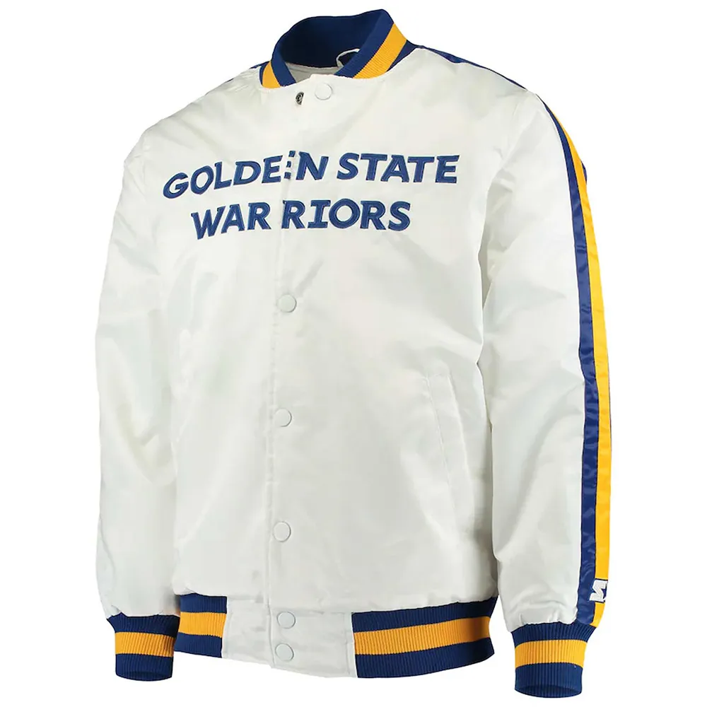 Golden State Warriors The Defensive White Satin Jacket Golden State Warriors The Defensive White Satin Jacket