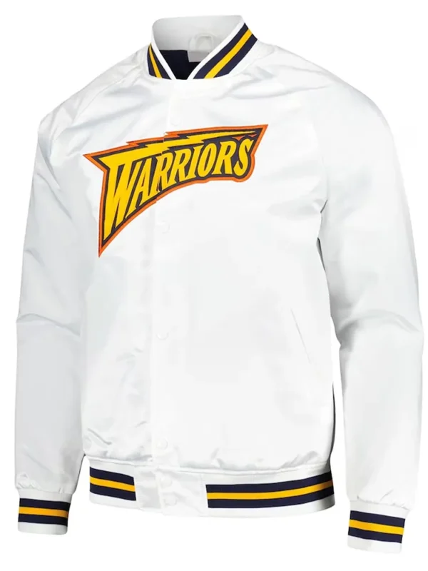 Golden State Warriors Throwback Wordmark White Jacket