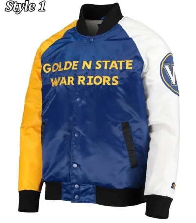 Golden State Warriors Tri-Color Satin Jacket