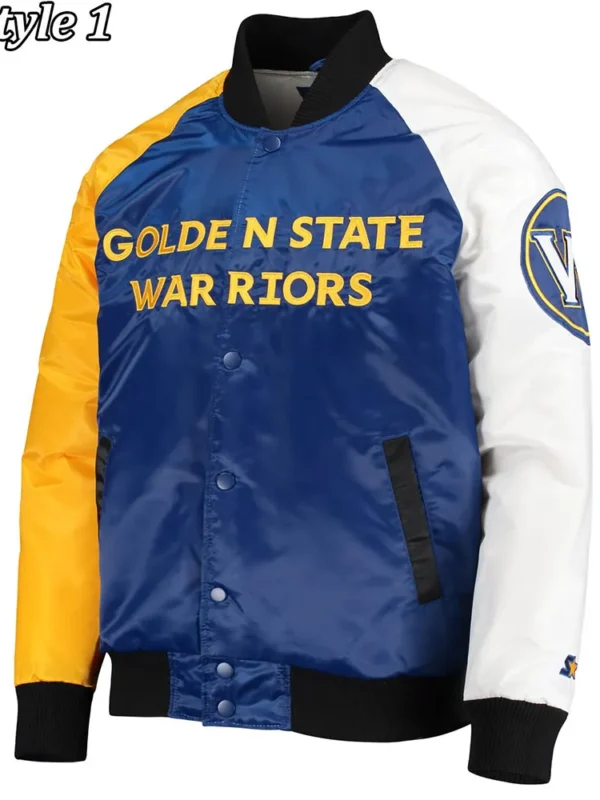 Golden State Warriors Tri-Color Satin Jacket