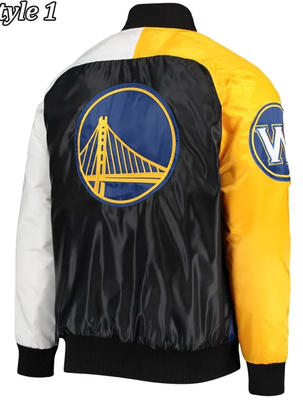 Golden State Warriors Tri-Color Satin Jacket