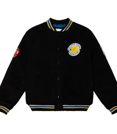 Golden State Warriors Varsity Black Wool Jacket