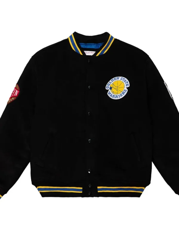 Golden State Warriors Varsity Black Wool Jacket