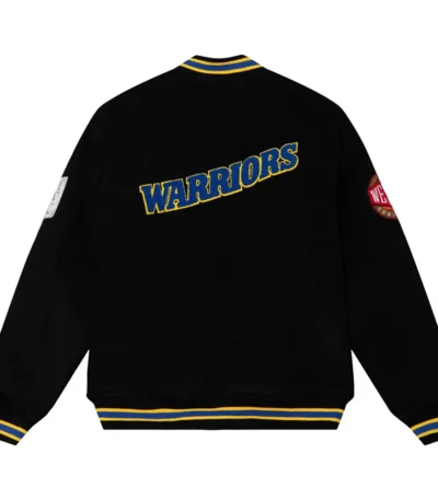 Golden State Warriors Varsity Black Wool Jacket