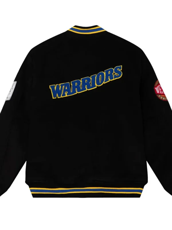 Golden State Warriors Varsity Black Wool Jacket