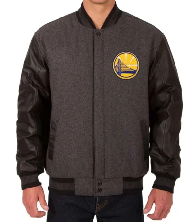Golden State Warriors Varsity Charcoal and Black Jacket