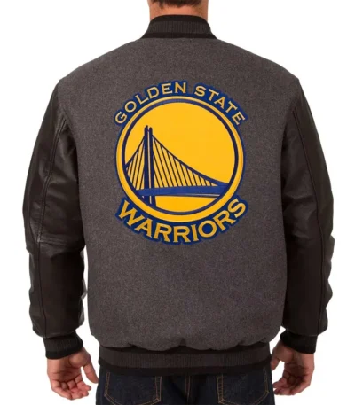 Golden State Warriors Varsity Charcoal and Black Jacket