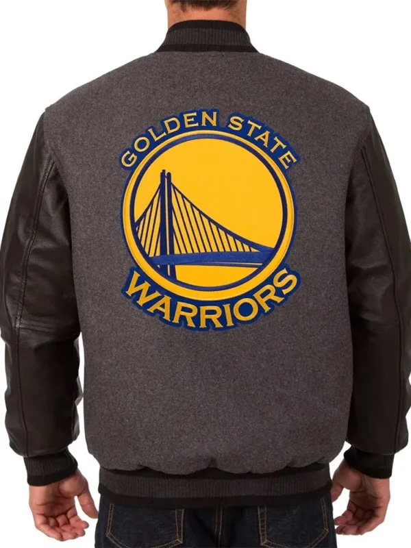 Golden State Warriors Varsity Charcoal and Black Jacket
