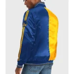 Golden State Warriors Varsity Yellow and Blue Satin Jacket