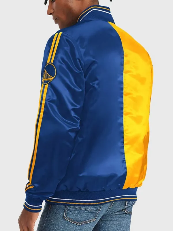 Golden State Warriors Varsity Yellow and Blue Satin Jacket