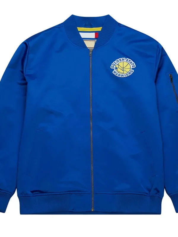 Golden State Warriors Vintage Logo Royal Lightweight Satin Jacket
