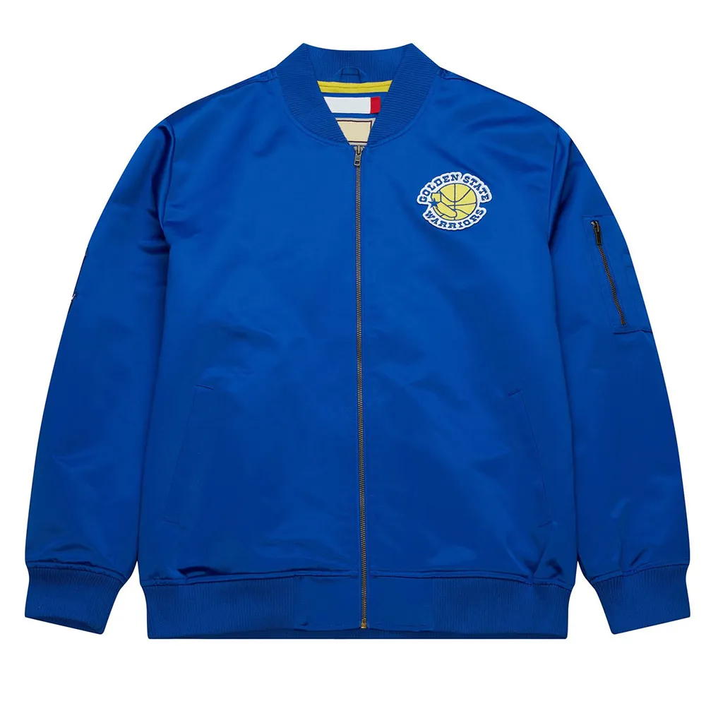 Golden State Warriors Vintage Logo Royal Lightweight Satin Jacket Golden State Warriors Vintage Logo Royal Lightweight Satin Jacket
