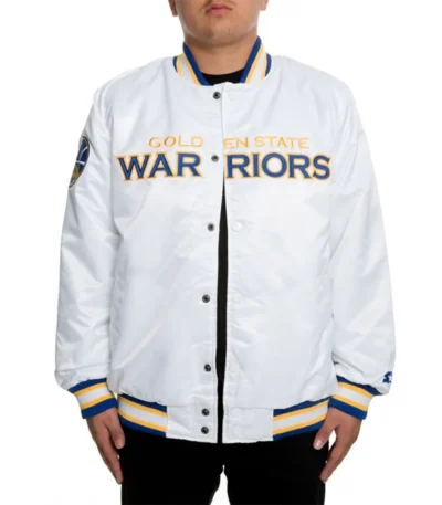 Golden State Warriors White Satin Jacket