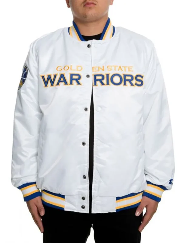 Golden State Warriors White Satin Jacket