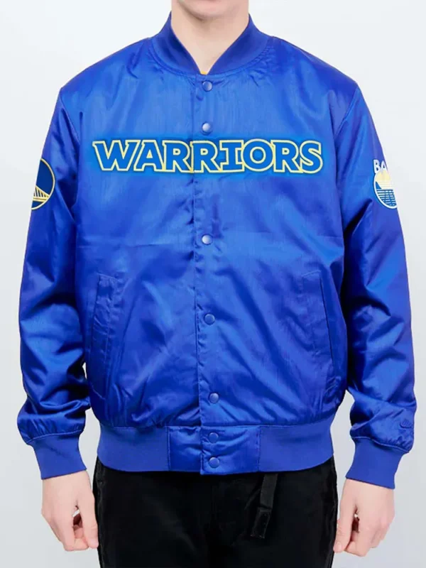 Golden State Warriors Wordmark Blue Satin Jacket