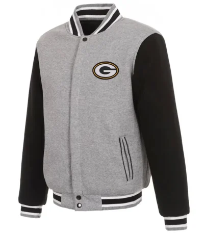 Gray-Black Green Bay Packers Varsity Wool Jacket