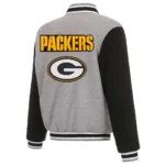 Gray-Black Green Bay Packers Varsity Wool Jacket