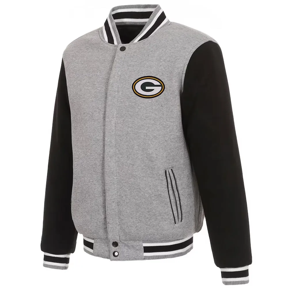 Gray-Black Green Bay Packers Varsity Wool Jacket Gray-Black Green Bay Packers Varsity Wool Jacket