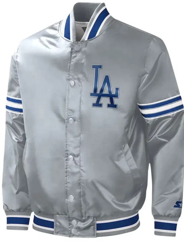 Gray Los Angeles Dodgers Slider Satin Jacket