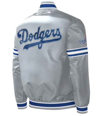 Gray Los Angeles Dodgers Slider Satin Jacket