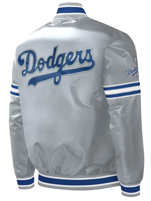 Gray Los Angeles Dodgers Slider Satin Jacket