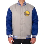 Gray-Royal Golden State Warriors Varsity Poly Twill Jacket