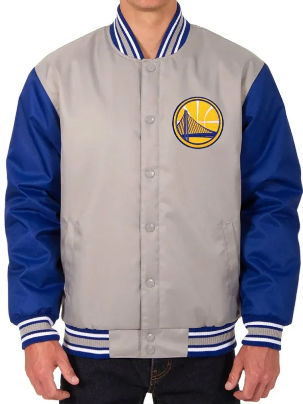 Gray-Royal Golden State Warriors Varsity Poly Twill Jacket