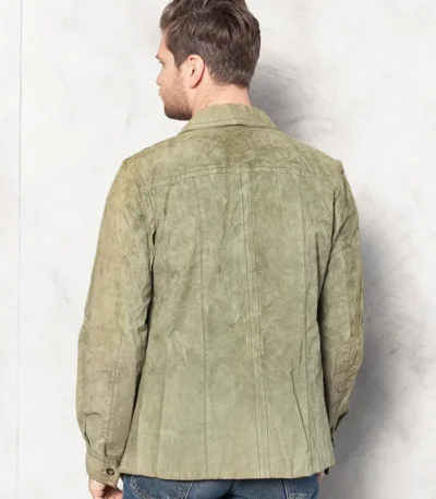Green 70s Vintage Suede Leather Shacket