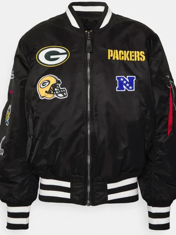 Green Bay Packers Black Bomber MA-1 Jacket