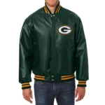 Green Bay Packers Bomber Varsity Green Leather Jacket