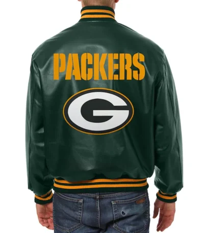 Green Bay Packers Bomber Varsity Green Leather Jacket