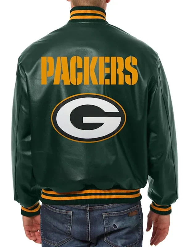 Green Bay Packers Bomber Varsity Green Leather Jacket