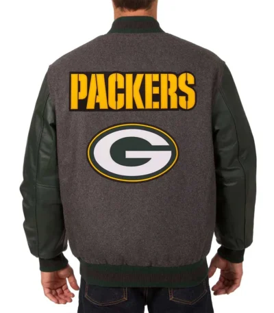Green Bay Packers Charcoal and Green Varsity Jacket