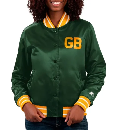 Green Bay Packers Full Count Green Satin Jacket