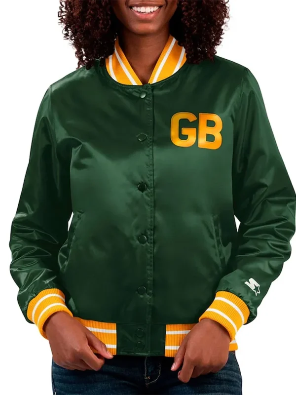 Green Bay Packers Full Count Green Satin Jacket