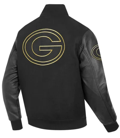 Green Bay Packers Full-Zip Black Varsity Jacket