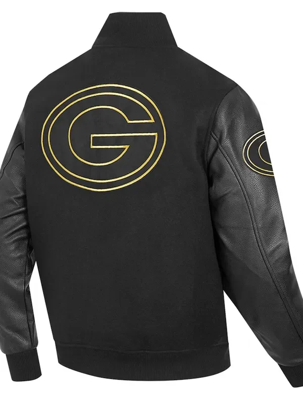 Green Bay Packers Full-Zip Black Varsity Jacket