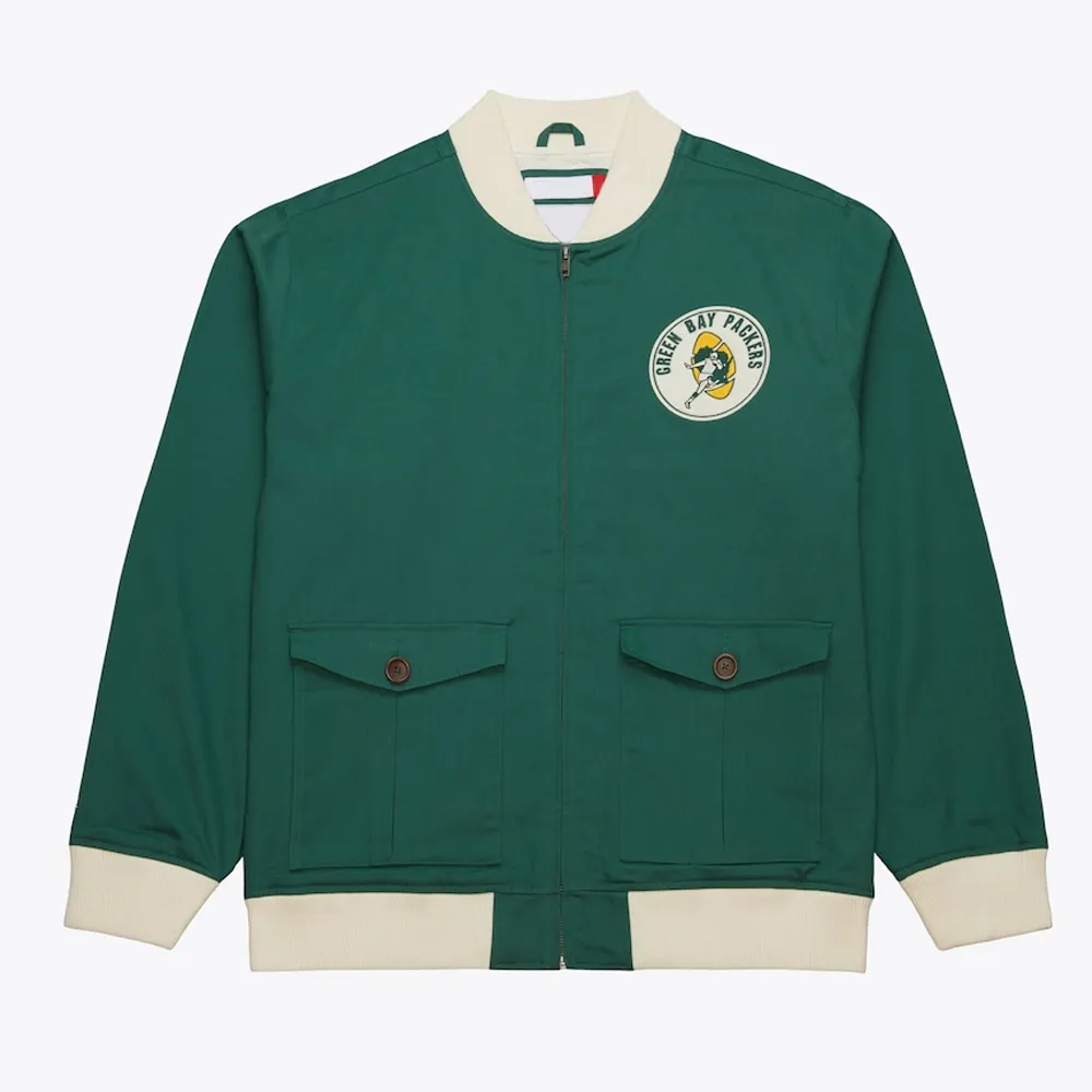 Green Bay Packers Green Cotton Twill Jacket Green Bay Packers Green Cotton Twill Jacket