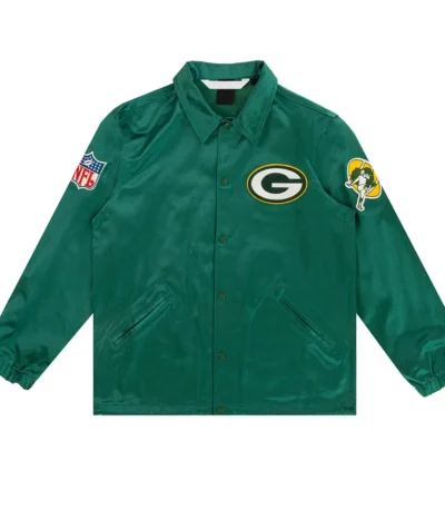Green Bay Packers Green Satin Windbreaker