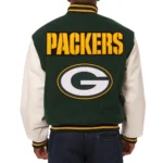 Green Bay Packers Green and White Varsity Jacket