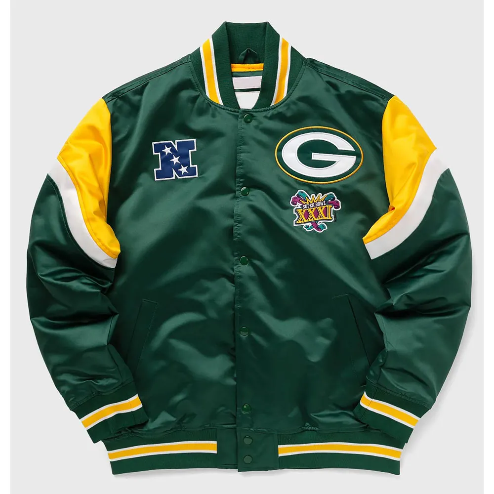 Green Bay Packers Heavyweight Green Satin Jacket Green Bay Packers Heavyweight Green Satin Jacket